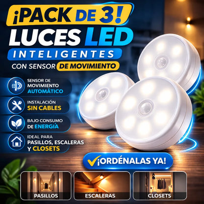 LUZ LED SENSOR DE MOVIMIENTO x3
