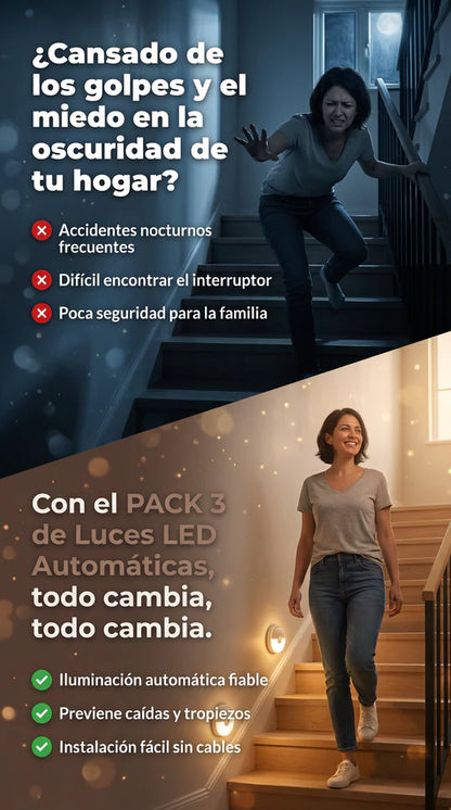 LUZ LED SENSOR DE MOVIMIENTO x3